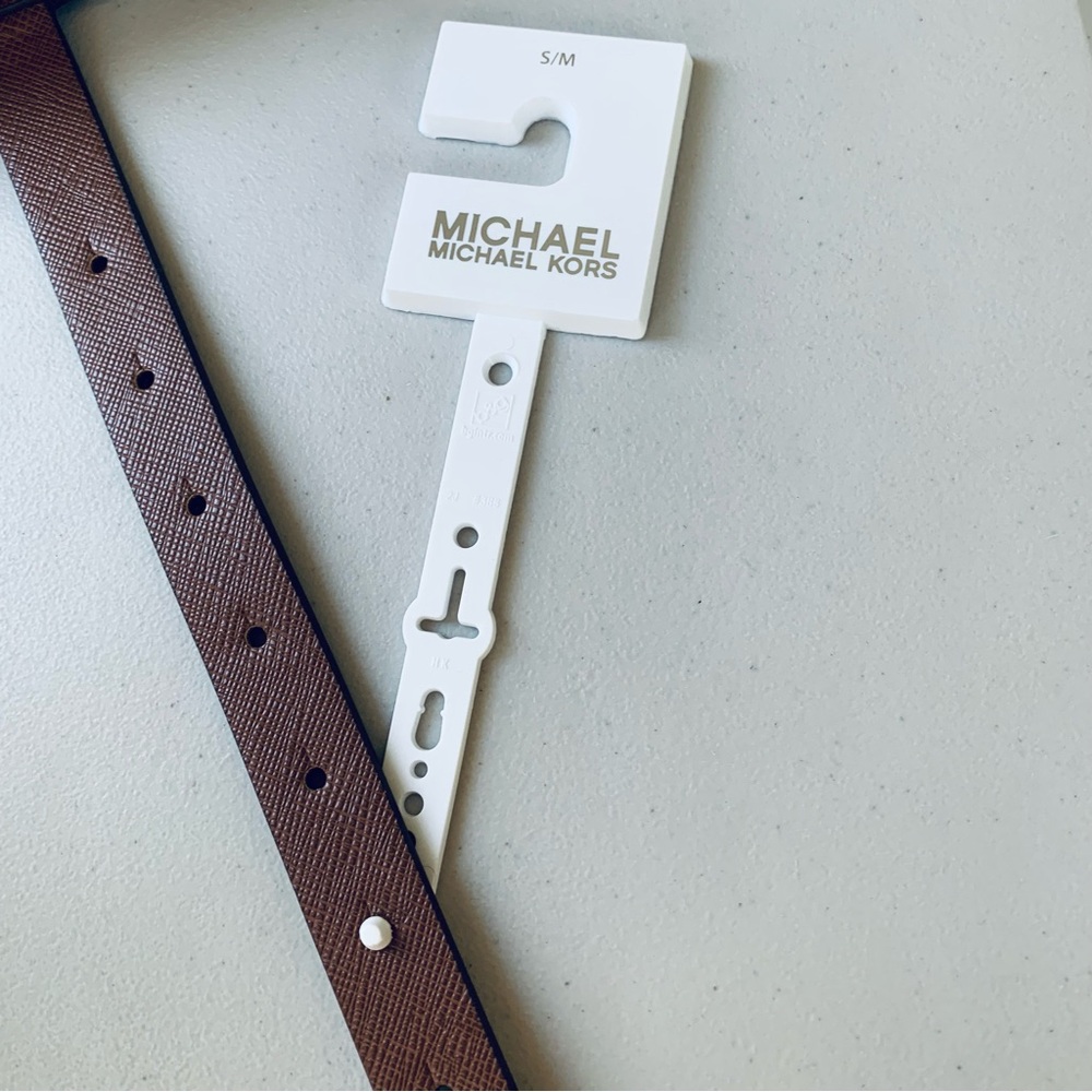 NWT Michael Kors taupe color fax leather belt small bag size S/M - Picture 10 of 11